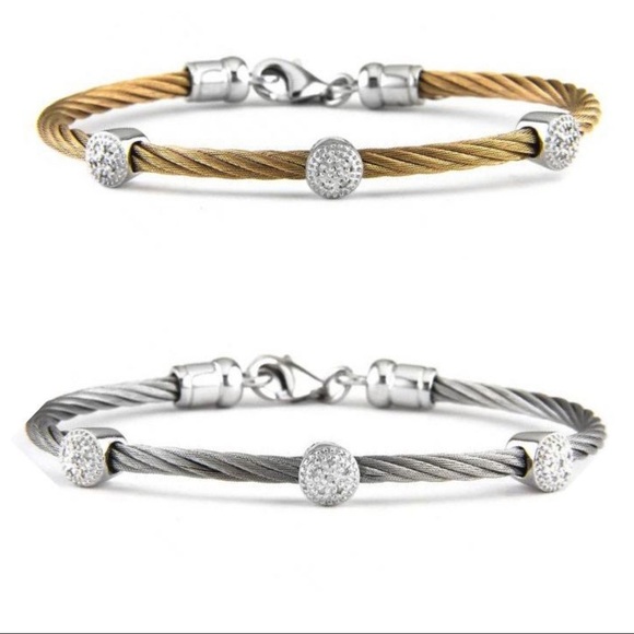 💕HP💕Diamond disc stainless steel and sterling silver bracelet - Picture 2 of 8